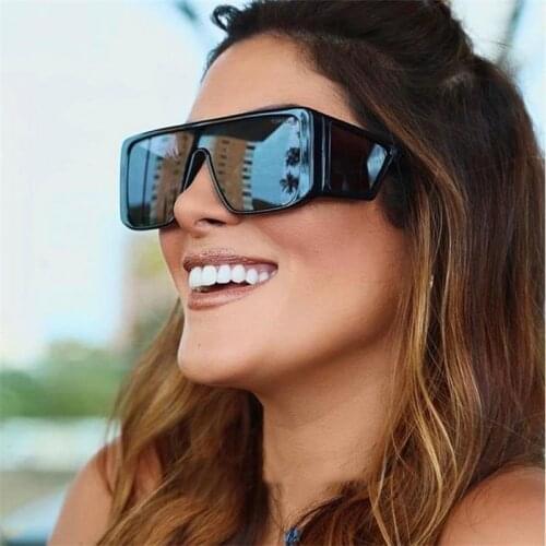 Oversized Sunglasses Square Women Flat Top Sun Glasses Female Eyewear wide Temples Black Shades Fashion Driving New Streetwear