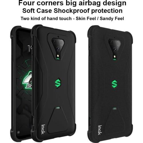 Imak Shockproof Corners Airbag Matte Black Case for Black Shark 3 3S TPU Frosted Back Cover Gift With Screen Protector Film