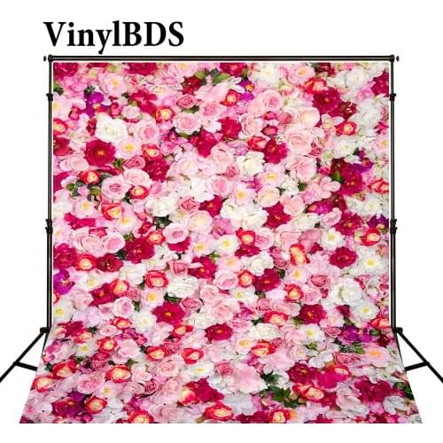 VinylBDS 10x10ft Floral Backdrop Newborn Photography Background Pink Flower Wall Photo for Wedding Shoot