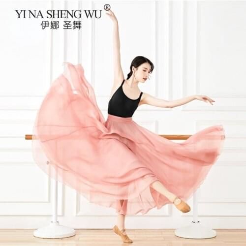 Summer Ballet Dance Modern Dance Elegant Chiffon 720 Degrees Big Swing Skirt Female Adult Long Classical Dance Practice Skirt