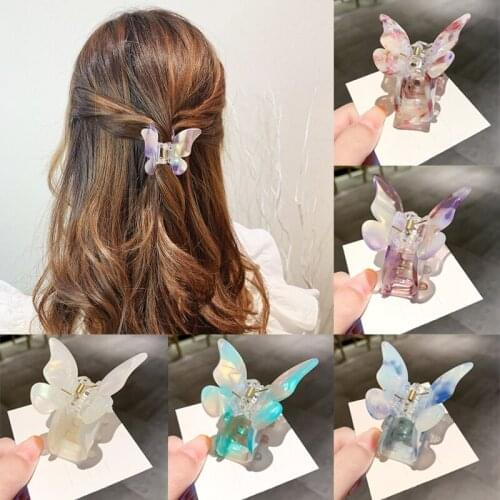 Hair Claw Mini Acetate Butterfly Hair Clip Clamp Grab For Girl Korean Style Curly Hair Accessories