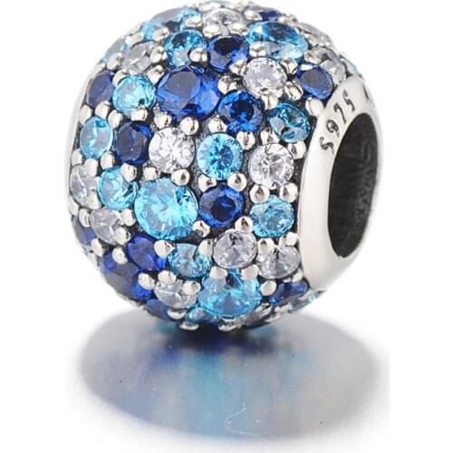 Genuine 100% Real 925 Sterling Silver Ocean Mosaic Charm Beads Fit Women Pan Bracelet & Necklace Women Diy Jewelry