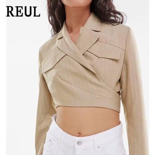 REUL Za Women 2021 Fashion Tight-fitting Woven Solid Suit Top Vintage Long Sleeve Buckle Belt Female Shirts Blusas Chic Tops