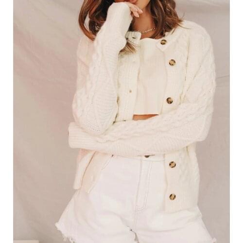 Knit cardigan women korean cardigan women twist sweater casual white long sleeve sweater ladies button up cardigan top 2020