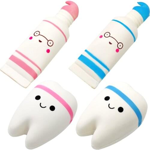 1pc 4 sizes Teeth Shape Squeeze Gift Smile Slow Rising Cute Cartoon Hand Spinner Stretchy Relax Squishy Toy Dentist Gift