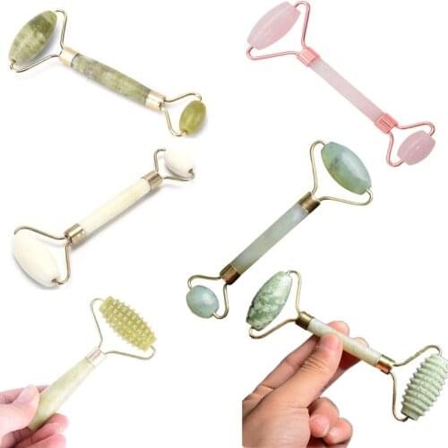 1 Pcs Natural Jade Massager Roller Face Lifting Tool Skin Massage Stones Gua Sha Tools For Face Neck Back And Jawline