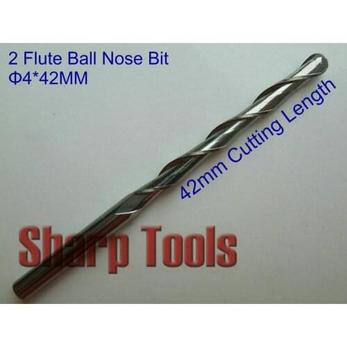 10pcs 4*42MM 2 Flute Carbide Ball Nose CNC Router Bits End Mill Carving Router Cutter Woodworking CNC Tools Set for Engraving 3d