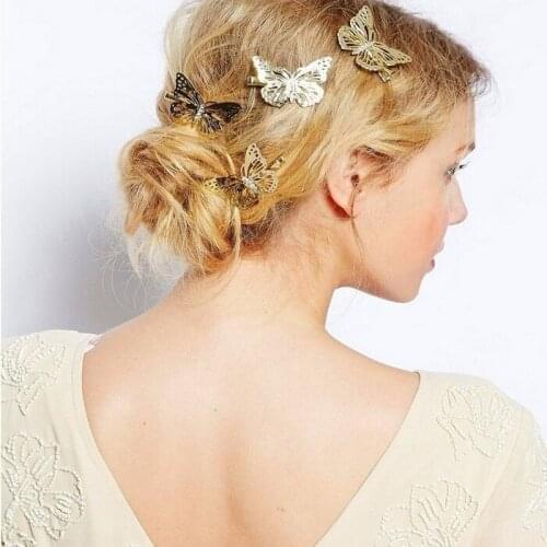 10 Pcs Trendy Butterfly Hair Clips Girls Fashion Retro Women Hairpins Vintage Gold Metal Alloy Haarspeldjes Voor Meisjes Styling
