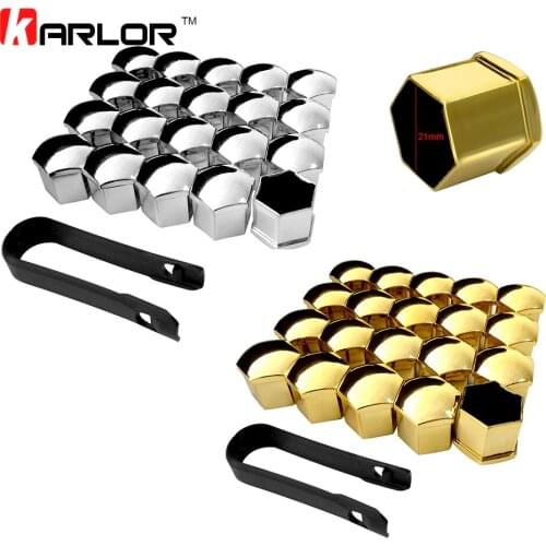 20Pcs/lot 21mm Car Styling Glossy Plastic Wheel Nuts Protection Anti-Rust Cover Bolt Caps With Removal Tool Auto Accessories