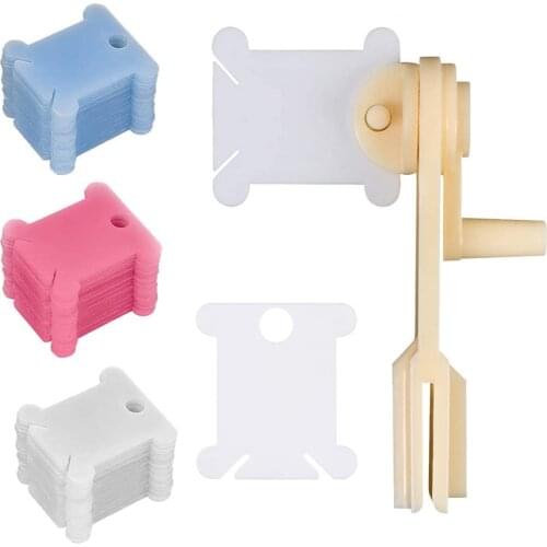 20pcs Plastic Floss Bobbins with 1pc Floss Bobbin Winder for Embroidery Floss Organizer Cross-Stitch Craft DIY Sewing Tools