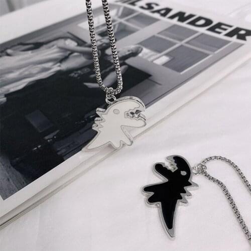 2021 Cute Cartoon Dinosaur Pendant Necklace Personality Hip Hop Sweater Chain Unisex Fashion Goth Couple Jewelry Gift