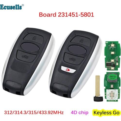 3/4 Buttons Keyless Go Smart Remote Key 4D Chip for Subaru Ascent Forester Impreza Legacy Outback Crosstrek STI WRX Board 5801