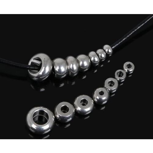 7 selection: 5x3mm(hole:1.5mm) 5x3mm(hole:2.5mm) 6x3mm 7x5mm 8x4mm 8x5mm 11x5mm Stainless Steel Spacer Beads For Jewelry Making