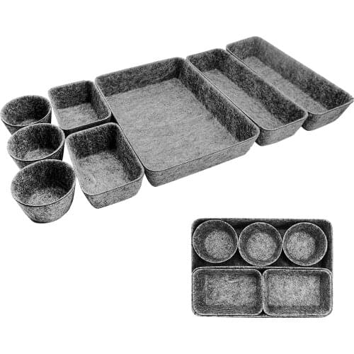 8pcs/Set Drawer organizers bins felt storage bin office organizer Shallow Small Desk organizer trays Draw dividers festival gift