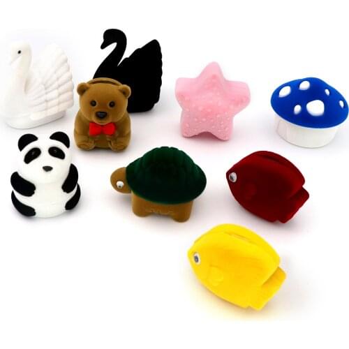 9 Panda Bear Star Fish Swan Tortoise Packaging Gift JewelryBox Ring Earring Necklace Trinket Storage Display Holder Wholesale