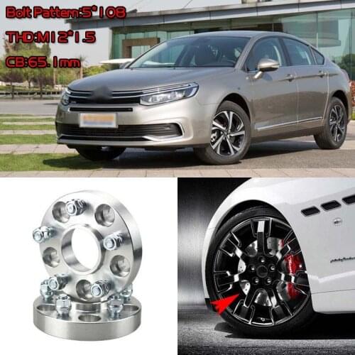 4pcs 1" Wheel Spacers Adapters 5 Lug 5x4.25"/5x108-12x1.5 Studs For Citroen C5 2009