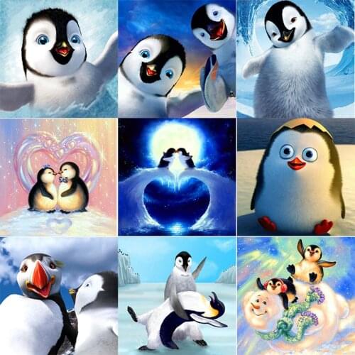 DIY Full Square Round Diamond 5D Diamond Painting Cartoon Penguins 5D Embroidery Cross Stitch Mosaic Painting Home Decor Gift