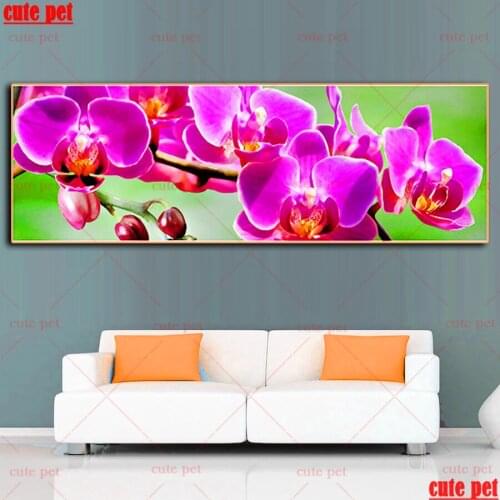 DIY diamond embroidery Phalaenopsis flower full square round diamond painting cross stitch kit 5D rhinestones mosaic decor large