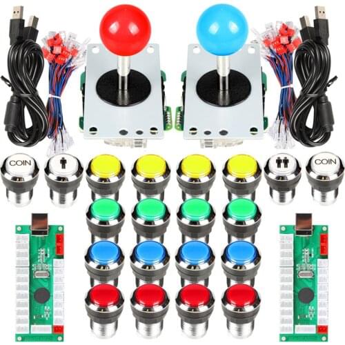 Arcade Control Panel China Sawna Joystick + 19 x Chrome Push Buttons USB Encoder To Raspberry Pi Retropie 3 Model B Project DIY