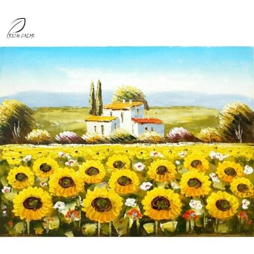 RICH COLOR Sunflower Flower Landscape Hand Made Oil Painting on Canvas Painting for Home Decoration RCP1708