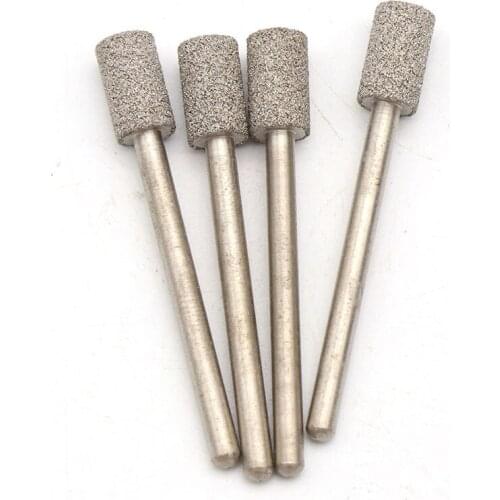 3mm Shank Cylinder Diamond Grinding Head Cylindrical Points Coated Carving Burrs Lapidary Tools Marble