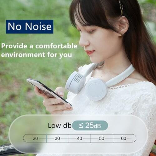 Mini USB Rechargeable Fan Lazy Neck Hanging Style Dual Cooling Fan Travel Outdoor Indoor Wearable Neckband Fan