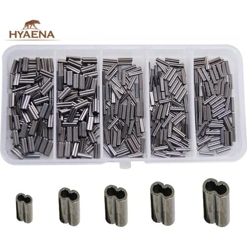 Hyaena 300pcs/box Double Barrel Crimping Sleeves Copper Tube Tackle Connector 0.8-2.6mm
