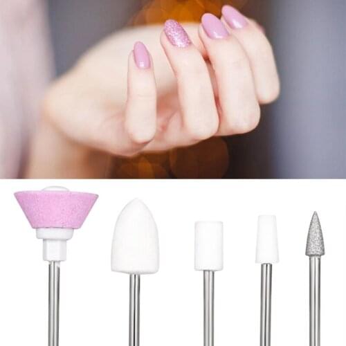 Electric Manicure Head Replacement Device with Box Multiple Shapes Professional Nail File Rotary Burr Cuticle Clean