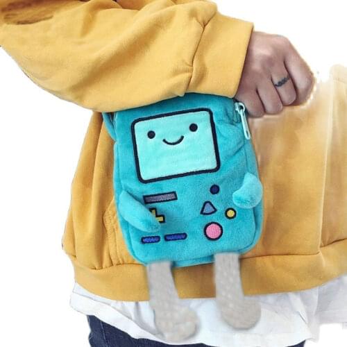 Ins hot Finn & bmo Figure Crossbody bag Swag Rap Plush coin bag Phone Bag anime advanture robert BMO Bag bag toys for boy girl