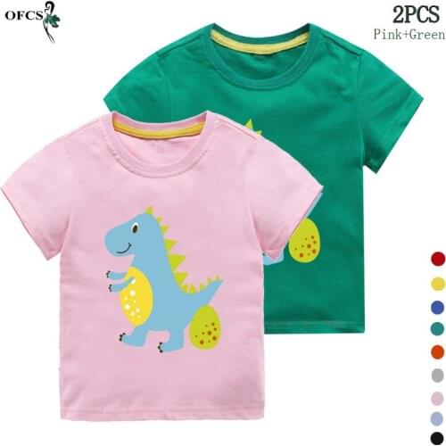 Summer Childrens Clothing Boys Girls Short Sleeve T-shirt Kids Sweatshirt 2Pieces Sold In Different Colors Cotton T-shirts Tees