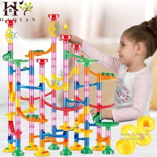 105pcs Track Ball Enlightenment Puzzle Childrens Toy 3d Pipe Stereo Maze Custom Building Block Game Stereo Puzzle