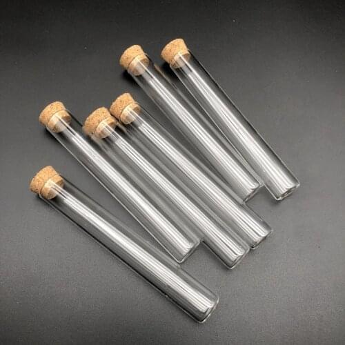 20pcs 50pcs 100pcs Lab 12x100mm Flat Bottom Glass Test Tube with Cork Stoppers Mini Vial Container School Supplies