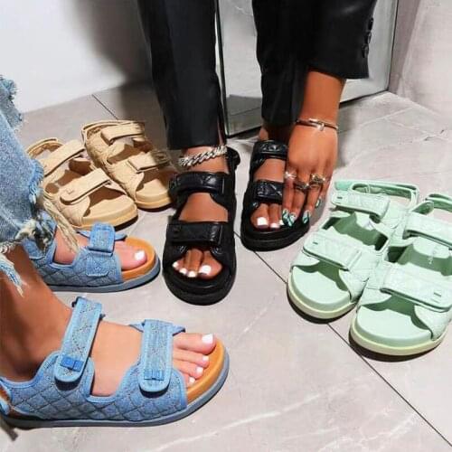 Hot Sale Womens Sandals PU Leather Womens Shoes Designer Luxury Hook&Loop Sandals Shoes for Women Ins Fashion Sandals TOP