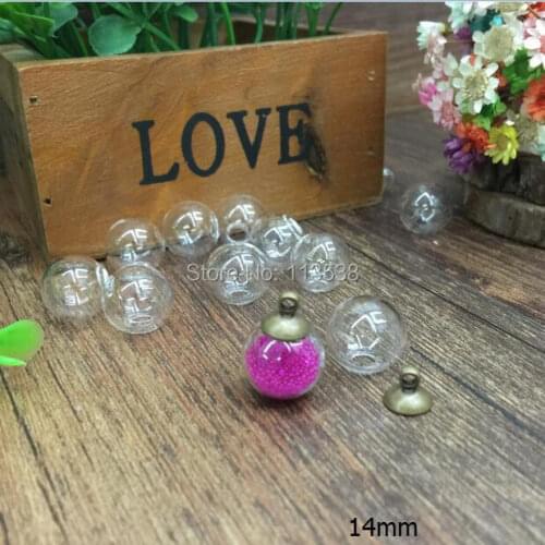 Cute 20sets/lot 14mm*4mm ball glass globe & 8mm cap mixed color finding set diy clear (no filler,not finished product)