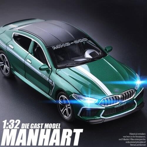 1:32 Diecast Metal Toy Car Model Vehicle New M8 High Simulation Sound And Light Pull Back Car Collection Kids Toys Gifts