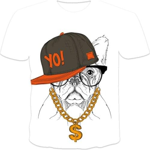 2021 Summer New Mens T-shirt Loose Clothes Short Sleeve Fashion Animal Dog Print