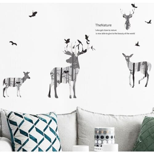 Elk Forest Silhouette Wall Stickers Home Decors Living Room Wall Art Mural Deer Posters Bedroom Decals For House Wallpaper Vinyl