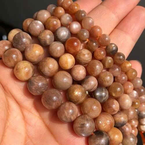 Natural Genuine Sunstone Beads Round Loose Spacer Moon Beads For Making Jewelry Handmade Diy Necklace Bracelet 6/8/10mm 15Inches