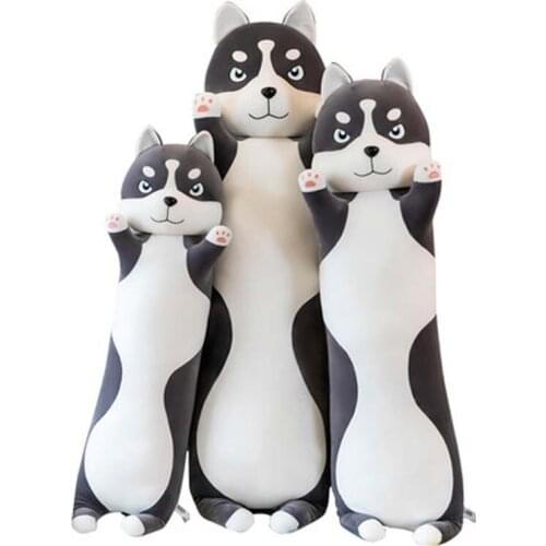 1pc new 90-130CM kawaii Long Pillow Husky Plush Toys Cute Stuffed Soft Animal Dog Sleeping Cushion for Children Baby Girls Gifts