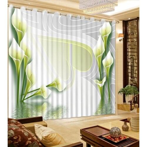 Custom Kitchen Curtains Modern Brief flowers Window Curtain 3D Bedroom Curtain Kids Room Curtains