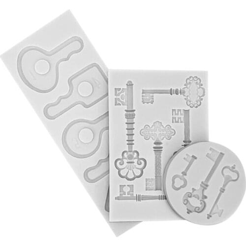 Variety of retro key fondant silicone molds, chocolate cake decoration, candy and pastry, polymerized soil mold