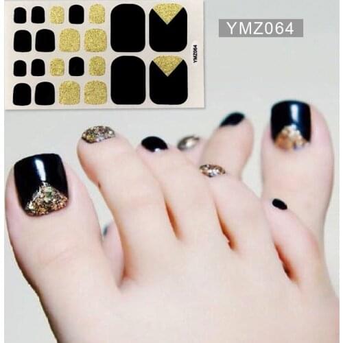 Recuerdame NEW Toenail Stickers Adhesive Nail Polish Wraps for Toe Shinny Solid Silver Stickers Toenail Strips Manicure for Girl