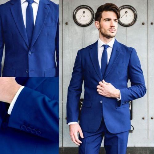 Tailored Royal Blue Elegant Groom Wears A Peak Lapel Tuxedo Mens Wedding Suit Mens 2 Pieces Set (Jacke+Pants+Tie )