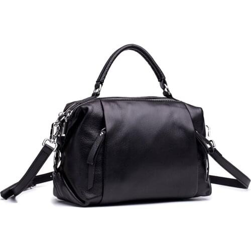 Fashion Genuine Leather Female Shoulder Bag Lady Boston Handbag Women Casual Cow Leather Crossbody Bags Bolsos Mujer