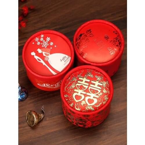 Wedding supplies creative cylinder wedding candy box Chinese style candy packaging carton gift box