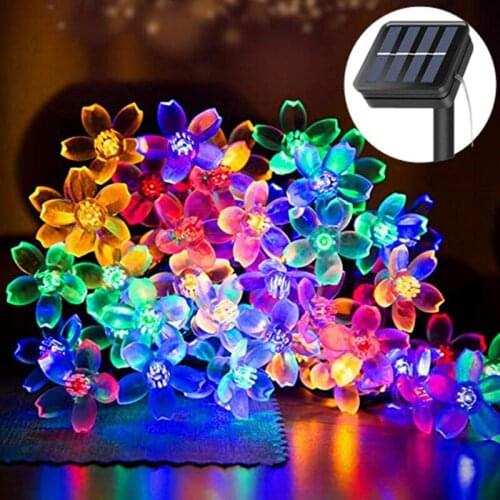 5M 10M 22M Cherry Blossoms Solar String Lights Outdoor Waterproof Fairy Light for Garden Yard,Lawn,Tree,Holiday,Party,Decoration
