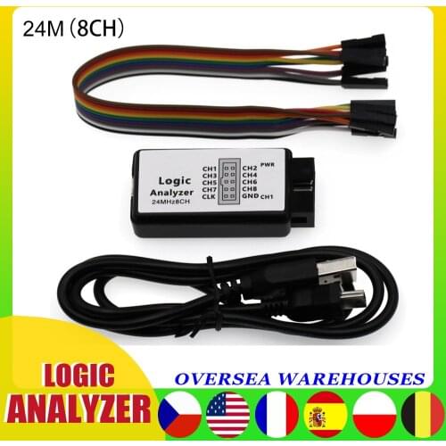 USB Logic Analyzer Equipped with 8 channels 24M 8CH Microcontroller ARM FPGA Debug Tool 24MHz, 16MHz, 12MHz, 8MHz, 4MHz, 2MHz