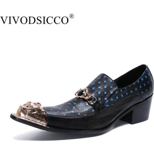 VIVODSICCO Mens Dress Shoes High Heels Leather Wedding Shoes Mens Formal Business Shoes Man Oxfords Shoes for Work Plus Size