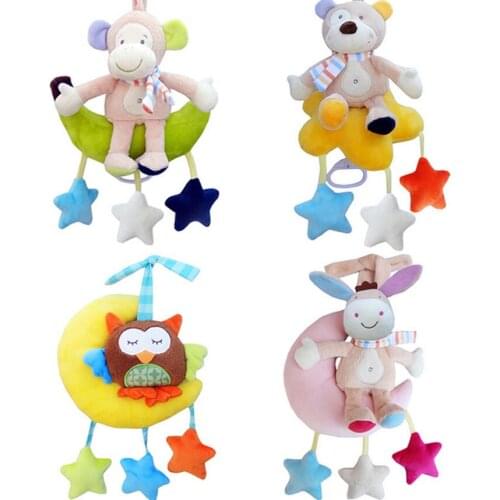 High Quality Rattles Kids Toys stuffed animal Monkey bear owl donkey Baby Toys Plush Hanging Strollers Sound Toys Christmas Gift