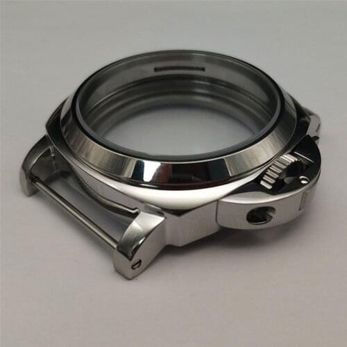 Replacement 44mm Stainless Steel Silver Watch Case Polished Shell for Eta 6497/6498 for ST36 Watch Movement
